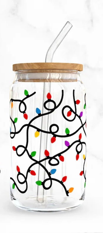 Christmas Lights Glass Cup