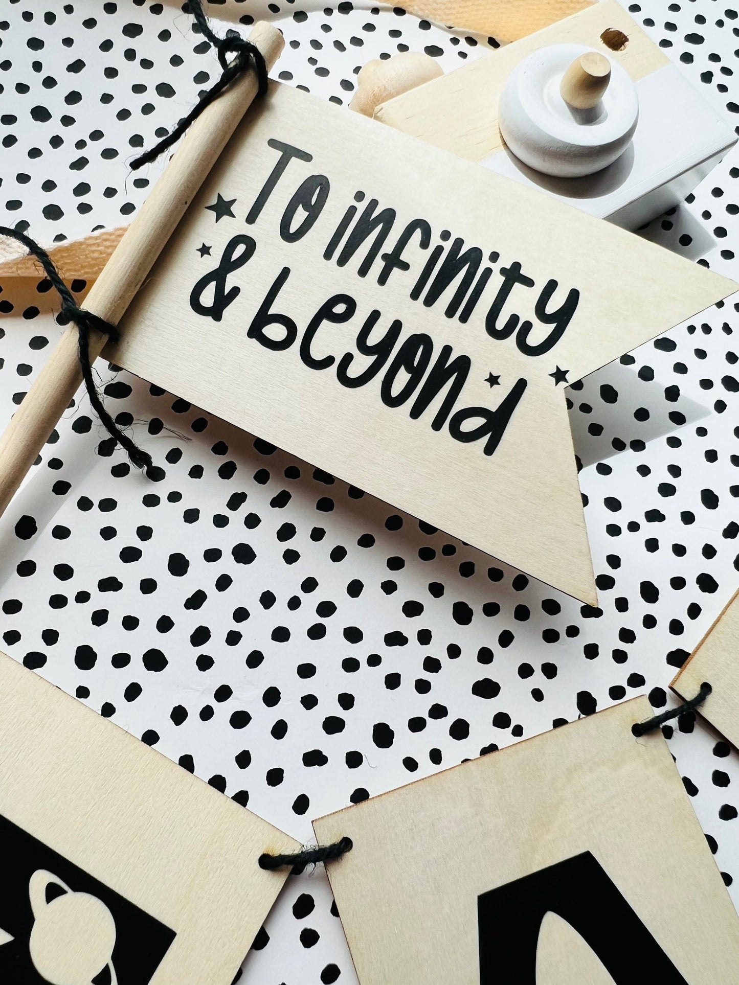 To Infinity & Beyond Wooden Mini Flag
