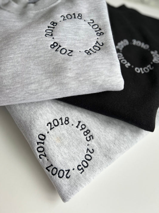 Embroidered Adult Birth Date Jumper | Personalised Anniversary Date Gift | Couples Matching Jumper | His & Her Unisex Jumper | Custom