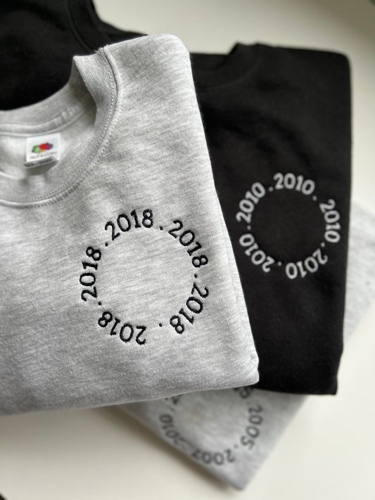 Embroidered Kids Birth Date Jumper | Personalised Family Jumper Set | Sibling Matching Jumper | Unisex Custom Clothing |