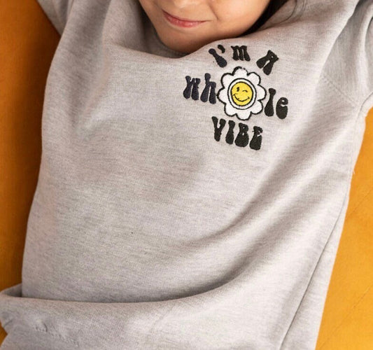 Smiley Face Kids Sweatshirt | Unisex Kids | I’m a Whole Vibe | Retro Kids Sweatshirt | Smiley daisy Jumper | Smiley Jumper